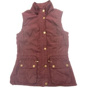 Special One Vest w/Faux Fur Lining Cozy Warm Women M Burgundy Wine Red Gold Snap